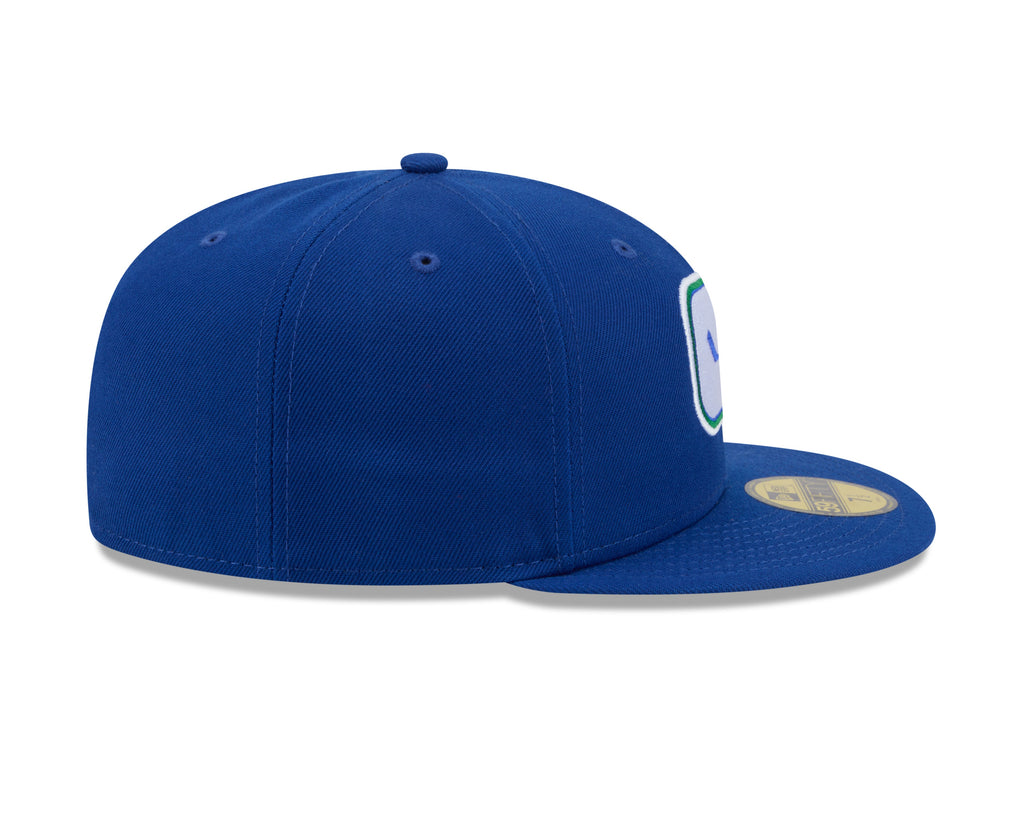 Vancouver Canucks NHL New Era Men Royal 59Fifty Side Script Fitted Hat product image 4, provided for visual reference and