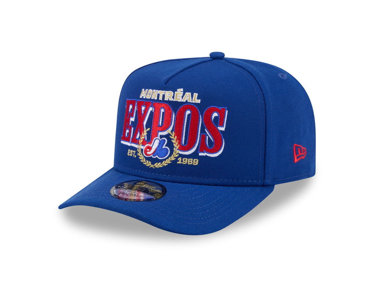 Montreal Expos MLB New Era Men Royal 9Fifty A-Frame Laurel Snapback product image 1, provided for visual reference and