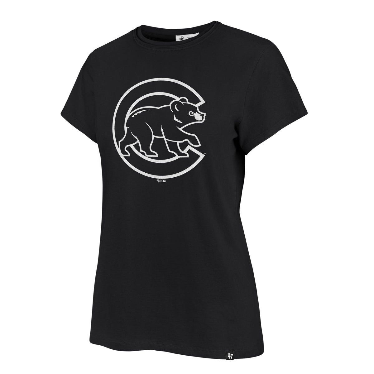 Chicago Cubs Women '47 Black Frankie T-Shirt product image 1, provided for visual reference and product detail review