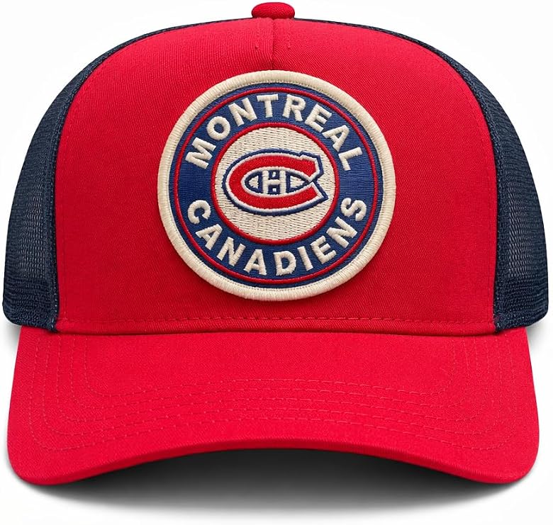 Montreal Canadiens NHL American Needle Men Red/Navy Valin Mesh Back Trucker Snapback Hat product image 3, provided for