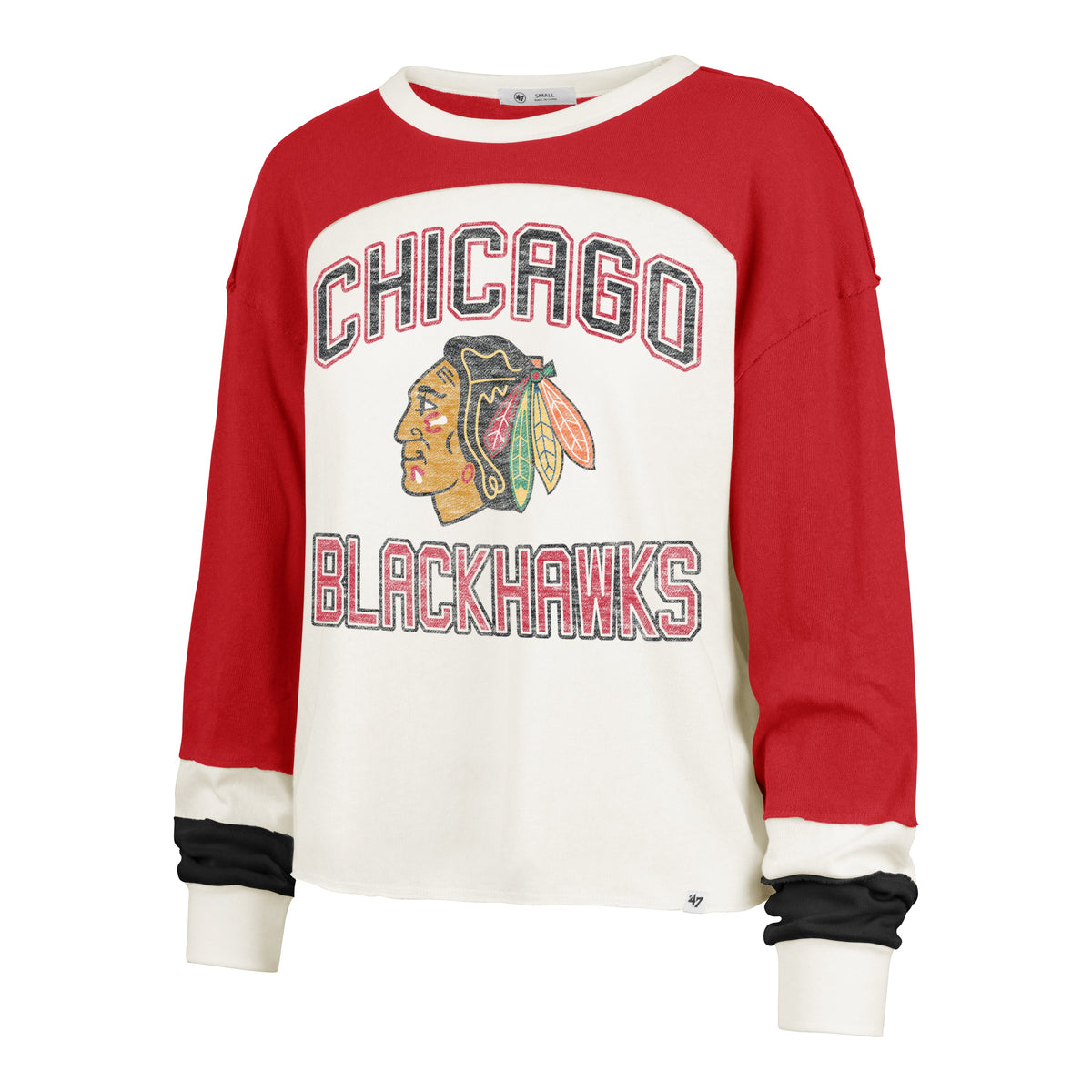 Chicago Blackhawks Ladies Sandstone Curve Toni Long Sleeve Shirt product image 1, provided for visual reference and product