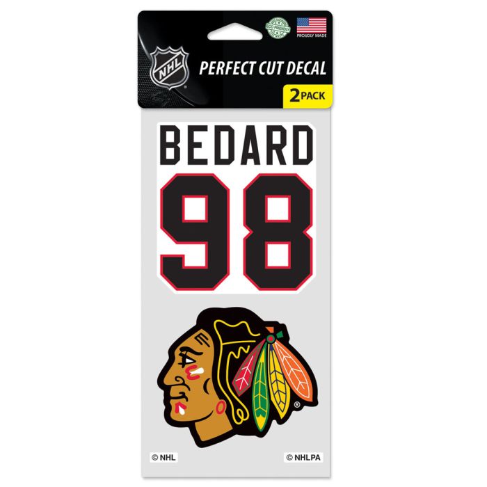 Chicago Blackhawks 4" x 8" Bedard Perfect Cut Decal product image 1, provided for visual reference and product detail review