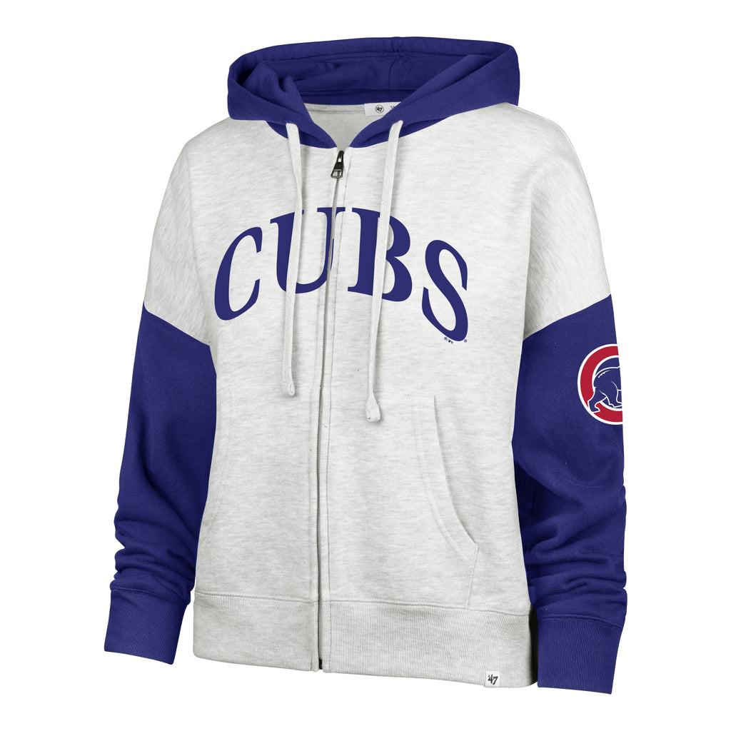 Chicago Cubs '47 Women Ripley Color Blocked Full Zip Hoodie product image 1, provided for visual reference and product