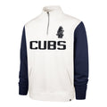 Chicago Cubs '47 White/Navy 1914 Winning Streak 1/4 Zip Sweatshirt product image 1, provided for visual reference and