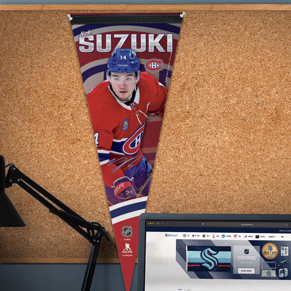 Nick Suzuki Montreal Canadiens NHL WinCraft 12"x30" Premium Pennant product image 2, provided for visual reference and