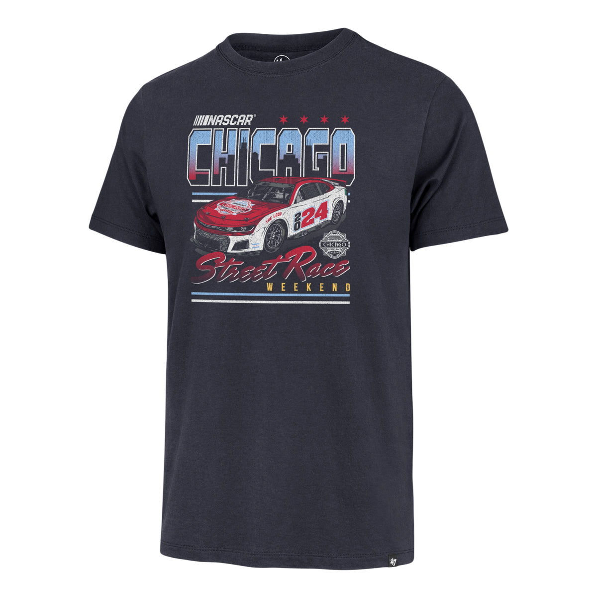 Nascar Chicago Street Race 2024 Navy '47 Franklin T-Shirt product image 1, provided for visual reference and product detail