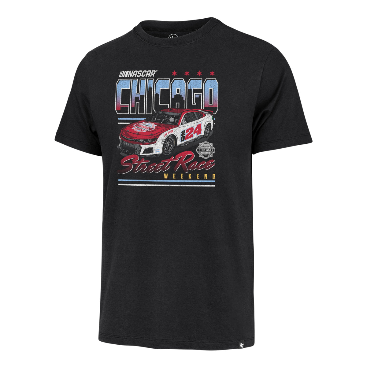 Nascar Chicago Street Race 2024 Black '47 Franklin T-Shirt product image 1, provided for visual reference and product detail
