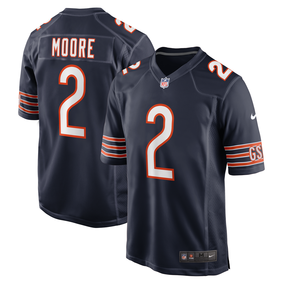 D.J. Moore Chicago Bears Nike Navy Replica Game Jersey product image 1, provided for visual reference and product detail