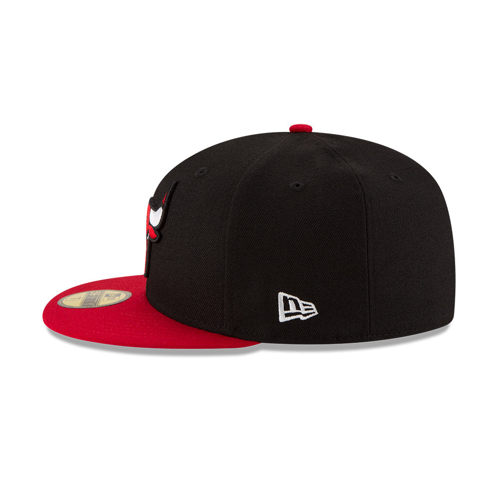 Chicago Bulls Black/Red Bill 59FIFTY Fitted Hat product image 3, provided for visual reference and product detail review
