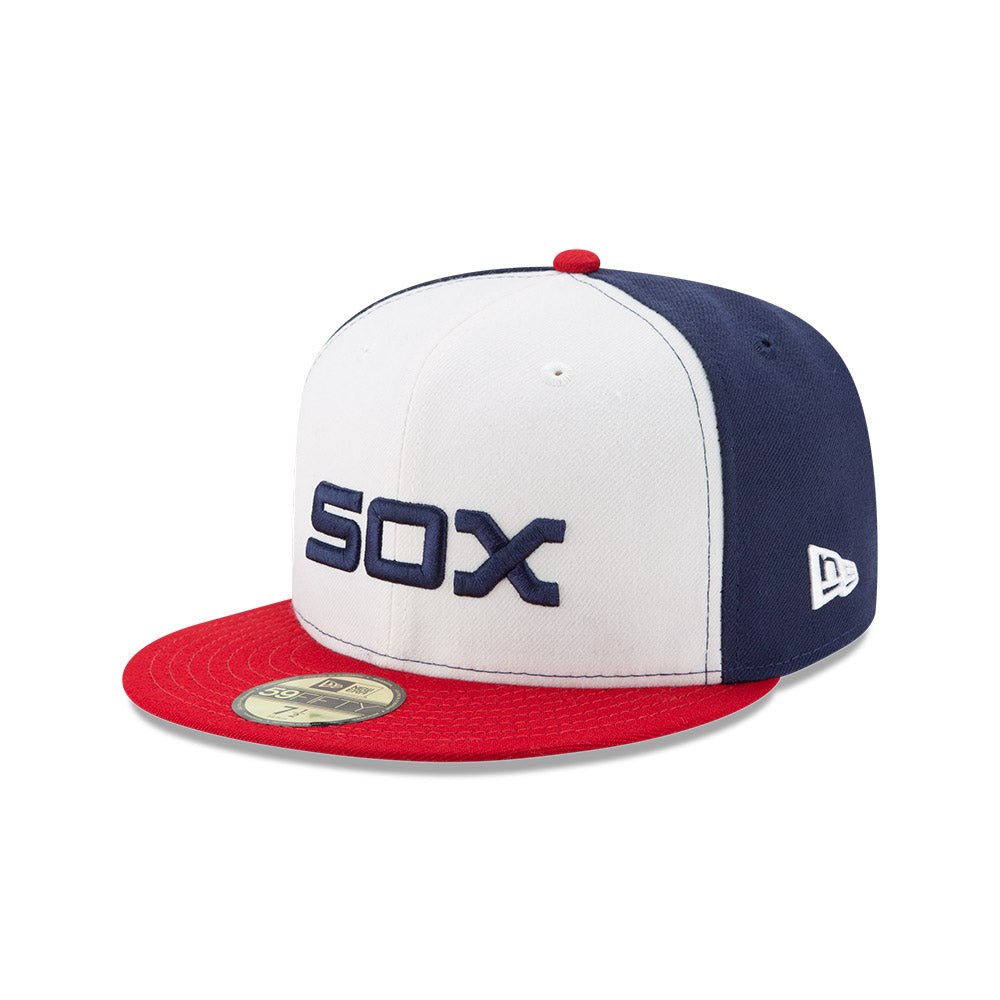 Chicago White Sox Throwback Logo Red/White/Blue 59FIFTY New Era Fitted Hat product image 1, provided for visual reference