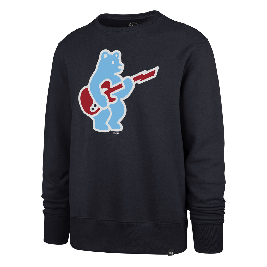 Chicago Cubs '47 Rock Bear Navy Crewneck Sweatshirt product image 1, provided for visual reference and product detail review
