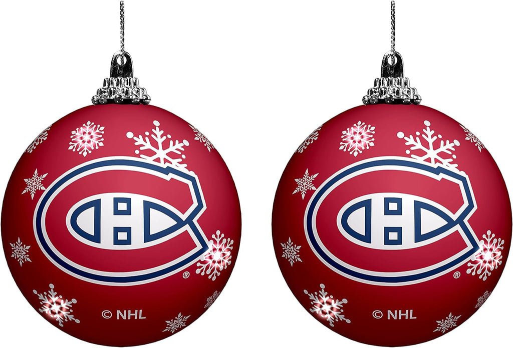 Montreal Canadiens NHL TSV 2 Pack Light Up Shatterproof Ornament Balls product image 3, provided for visual reference and