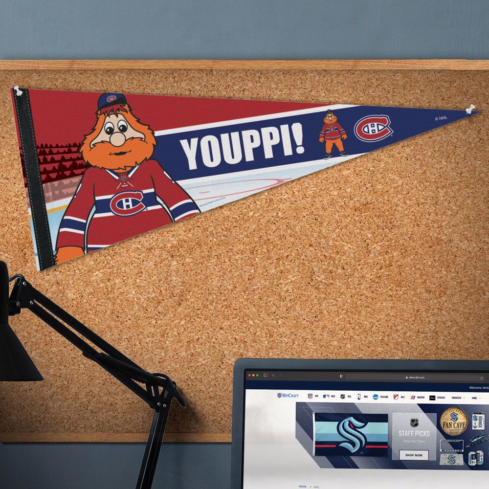 Youppi Montreal Canadiens NHL WinCraft 12"x30" Premium Pennant product image 2, provided for visual reference and product