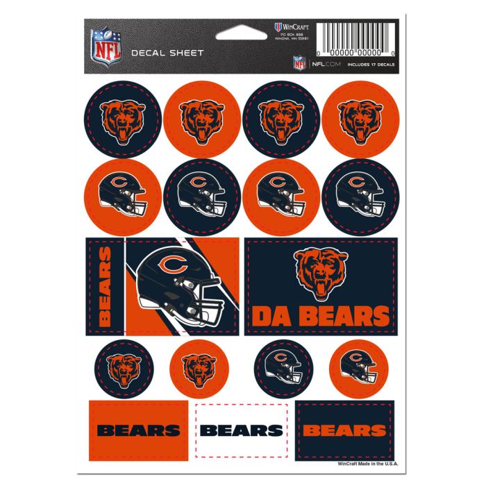 Chicago Bears 5"x7" Vinyl Sticker Sheet product image 1, provided for visual reference and product detail review