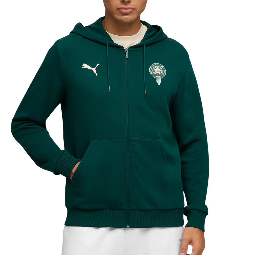 Morocco National Team FIFA Puma Men Dark Myrtle Ftblculture Zip Up Hoodie product image 4, provided for visual reference and