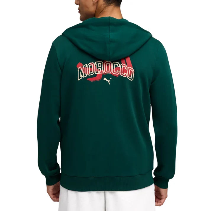 Morocco National Team FIFA Puma Men Dark Myrtle Ftblculture Zip Up Hoodie product image 3, provided for visual reference and
