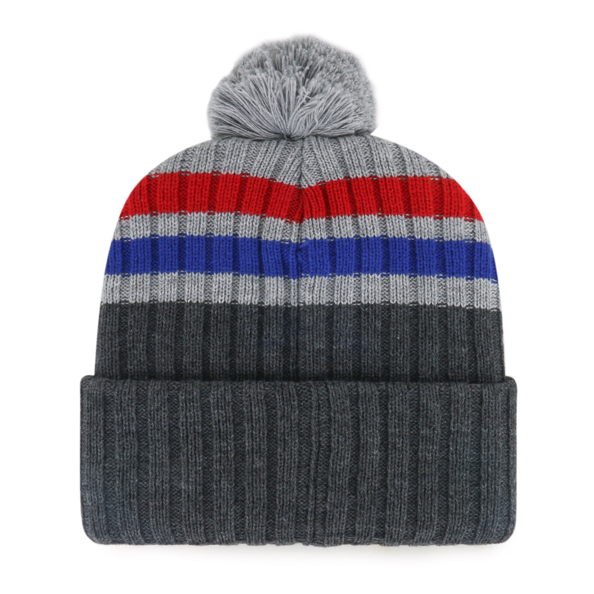 Montreal Expos MLB 47 Brand Men Grey Stack Cuff Pom Knit Hat product image 2, provided for visual reference and product