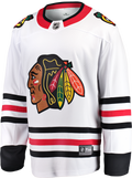 Chicago Blackhawks Fanatics White Breakaway Away Jersey product image 1, provided for visual reference and product detail