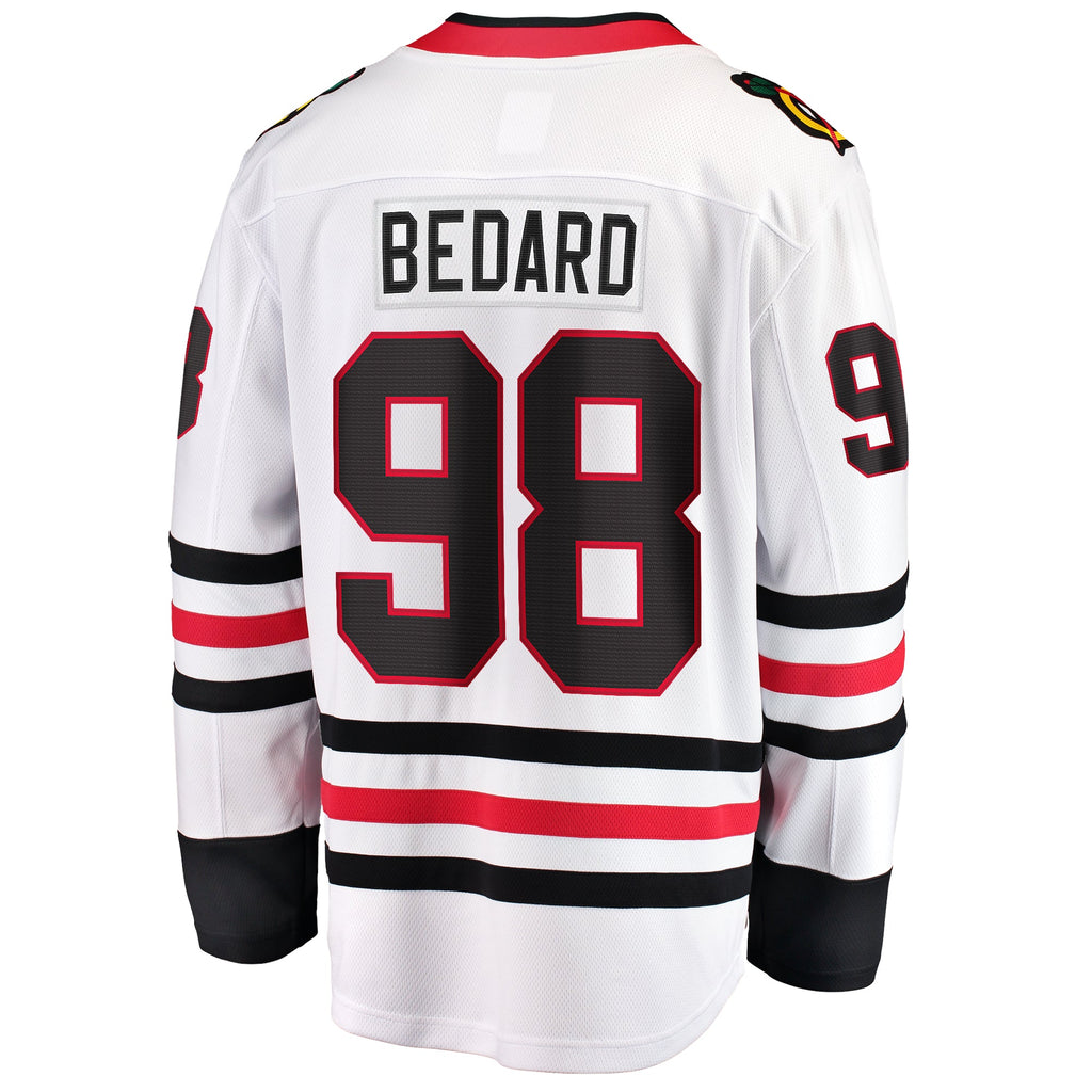 Connor Bedard Chicago Blackhawks Fanatics White Breakaway Men Away Jersey product image 3, provided for visual reference and