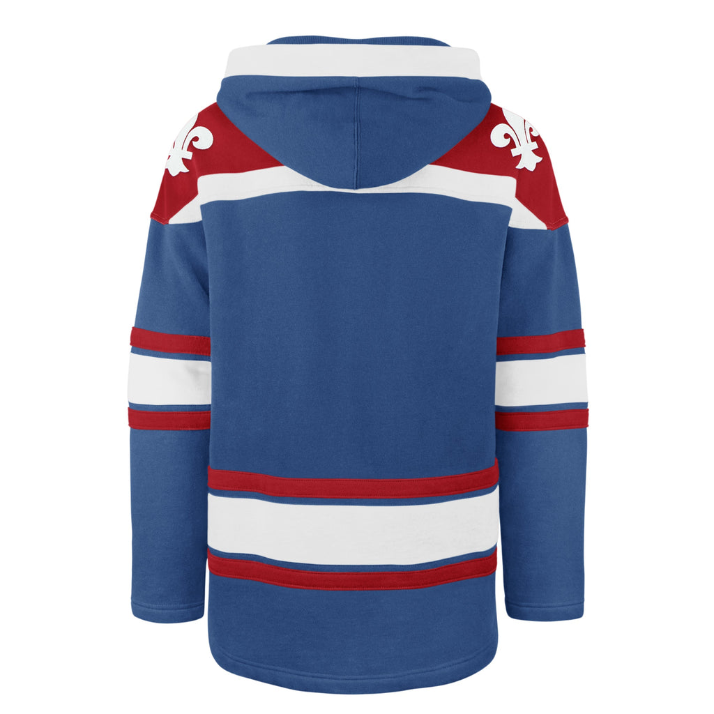 Quebec Nordiques NHL 47 Brand Men Light Blue Retro Freeze Superior Lacer Hoodie product image 2, provided for visual