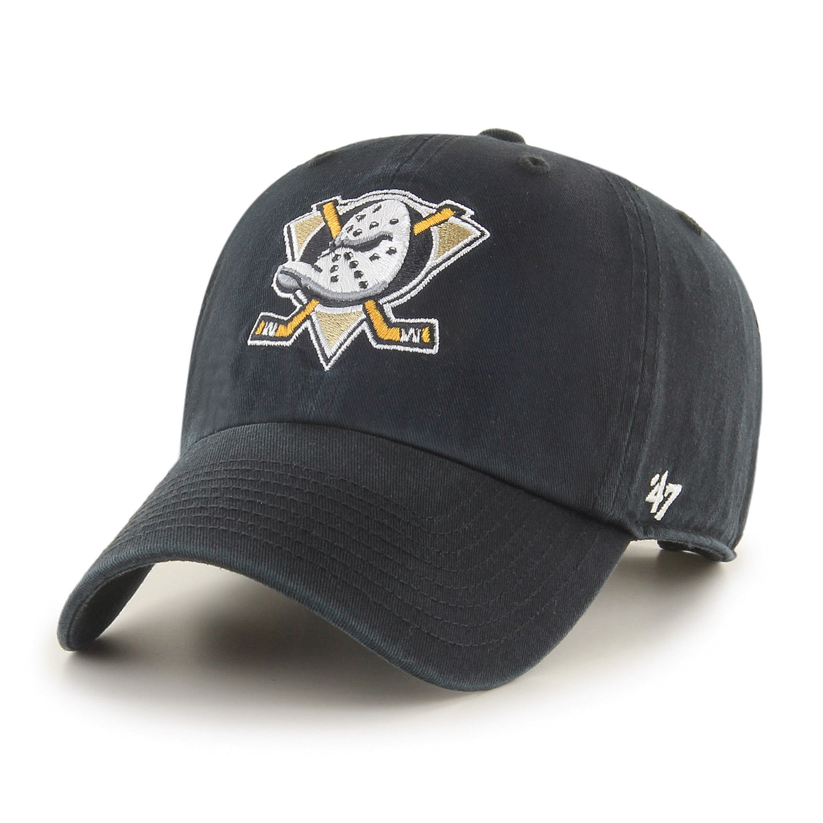 Anaheim Ducks NHL 47 Brand Men Black Vintage Clean Up Adjustable Hat product image 1, provided for visual reference and