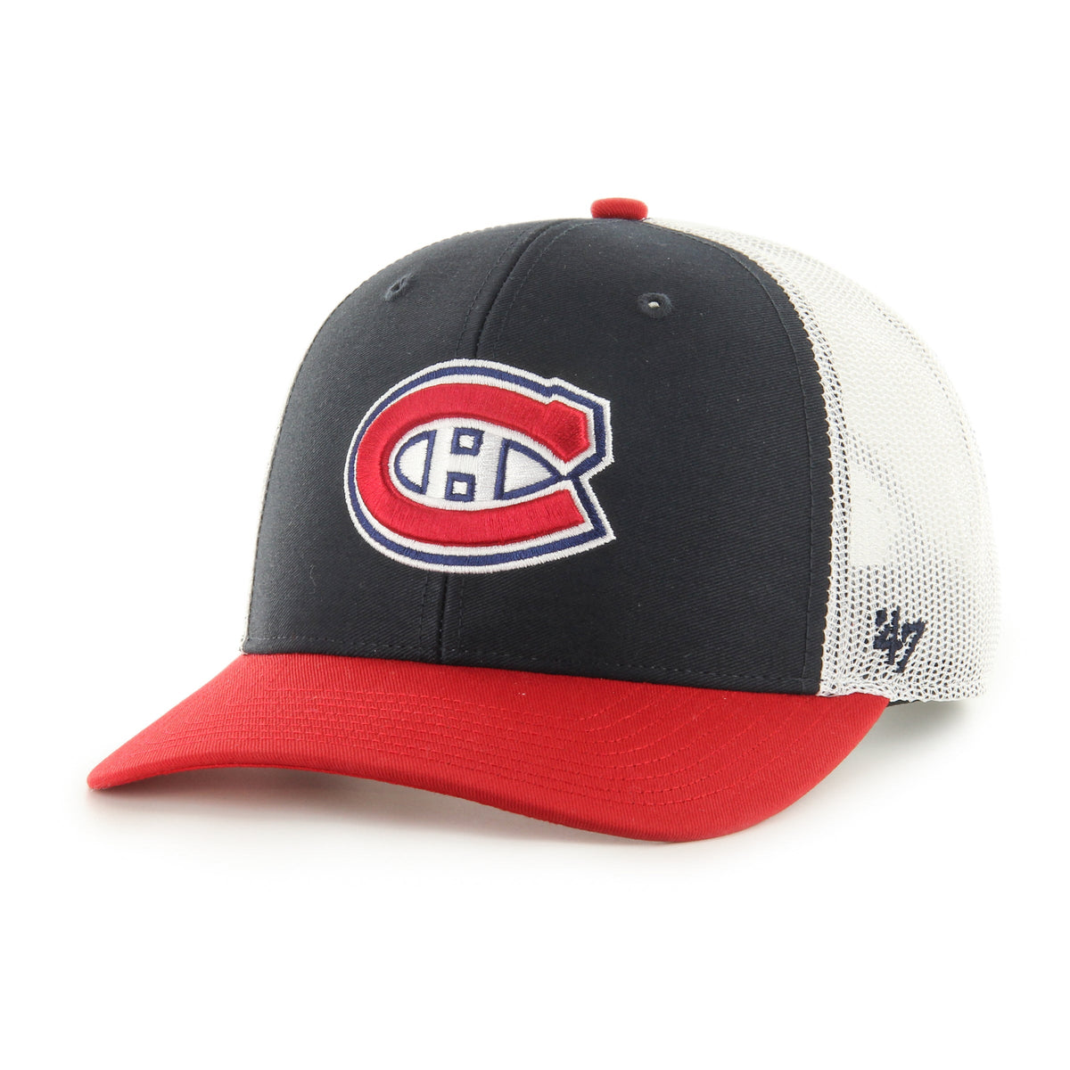 Montreal Canadiens NHL 47 Brand Men Navy Side Note Trucker Snapback product image 4, provided for visual reference and