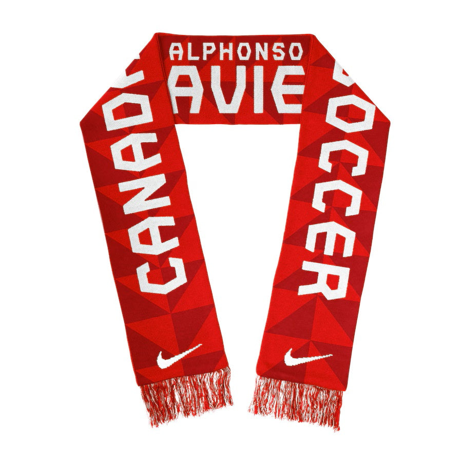Alphonso Davies Canada Soccer Nike Red Jacquard Player Scarf product image 2, provided for visual reference and product