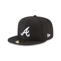 Atlanta Braves MLB New Era Men Black White 59Fifty Basic Fitted Hat product image 1, provided for visual reference and