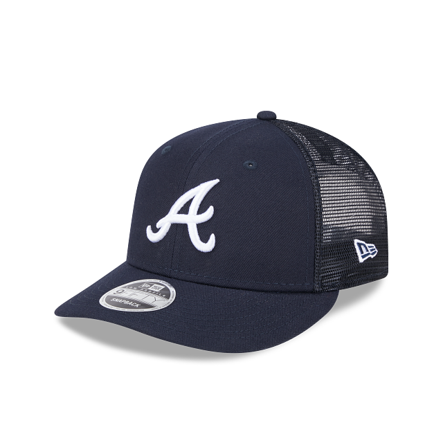 Atlanta Braves MLB New Era Men Navy 9Fifty Low Profile Trucker Snapback product image 1, provided for visual reference and