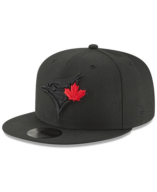 Toronto Blue Jays MLB New Era Men Black On Black 9Fifty Red Leaf Snapback product image 1, provided for visual reference and