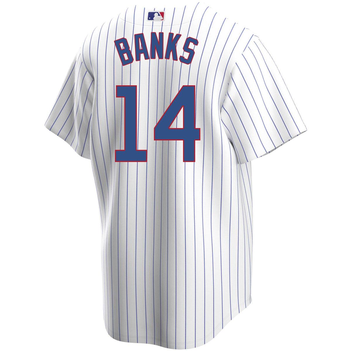 Ernie Banks Chicago Cubs Home Pinstripe Men Replica Jersey product image 2, provided for visual reference and product detail