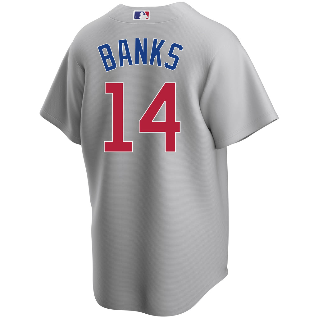 Erine Banks Chicago Cubs Road Gray Men Replica Jersey product image 2, provided for visual reference and product detail