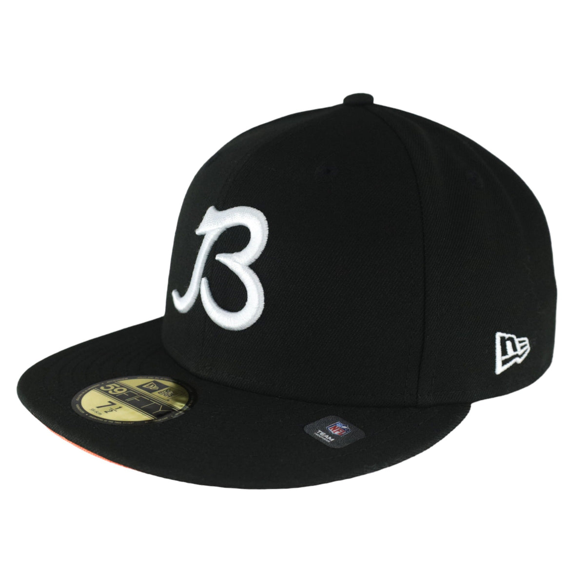 Chicago Bears New Era 59FIFTY Black/White B Fitted Hat product image 3, provided for visual reference and product detail