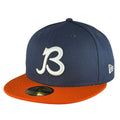 Chicago Bears B Script Logo Navy Orange New Era 59FIFTY Fitted Hat product image 1, provided for visual reference and