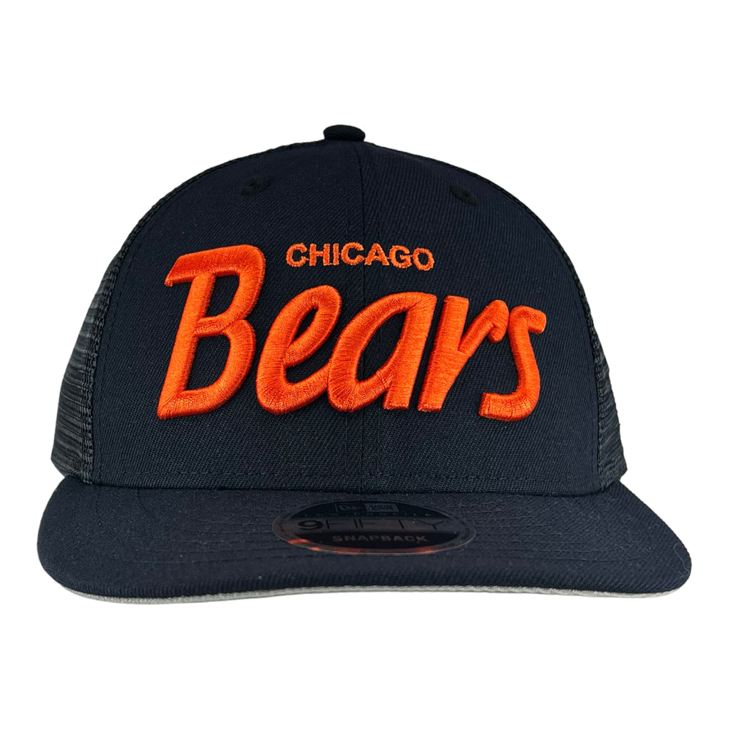 Chicago Bears Navy Script New Era Low Profile 9FIFTY Snapback Hat product image 2, provided for visual reference and product