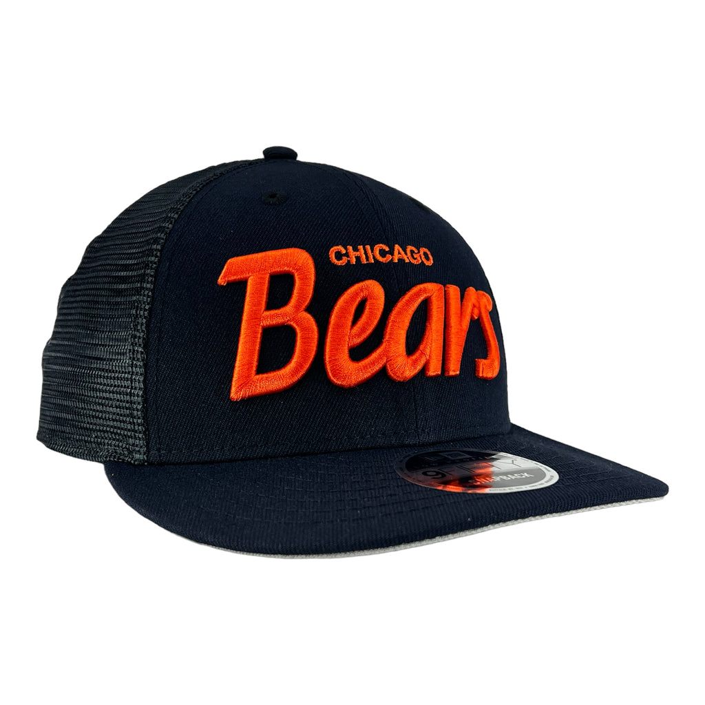 Chicago Bears Navy Script New Era Low Profile 9FIFTY Snapback Hat product image 1, provided for visual reference and product