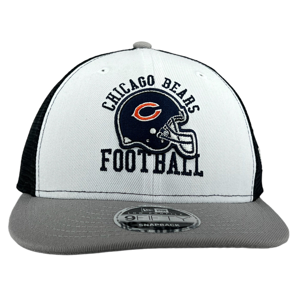 Chicago Bears White/Grey/Navy Mesh New Era Low Profile 9FIFTY Snapback Hat product image 2, provided for visual reference