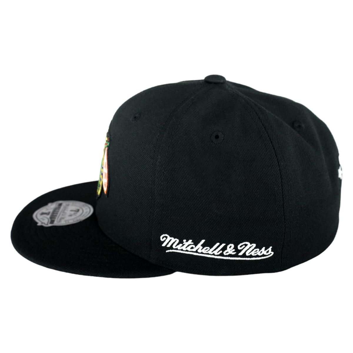 Chicago Blackhawks Black Liberty Mitchell & Ness Fitted Hat product image 5, provided for visual reference and product