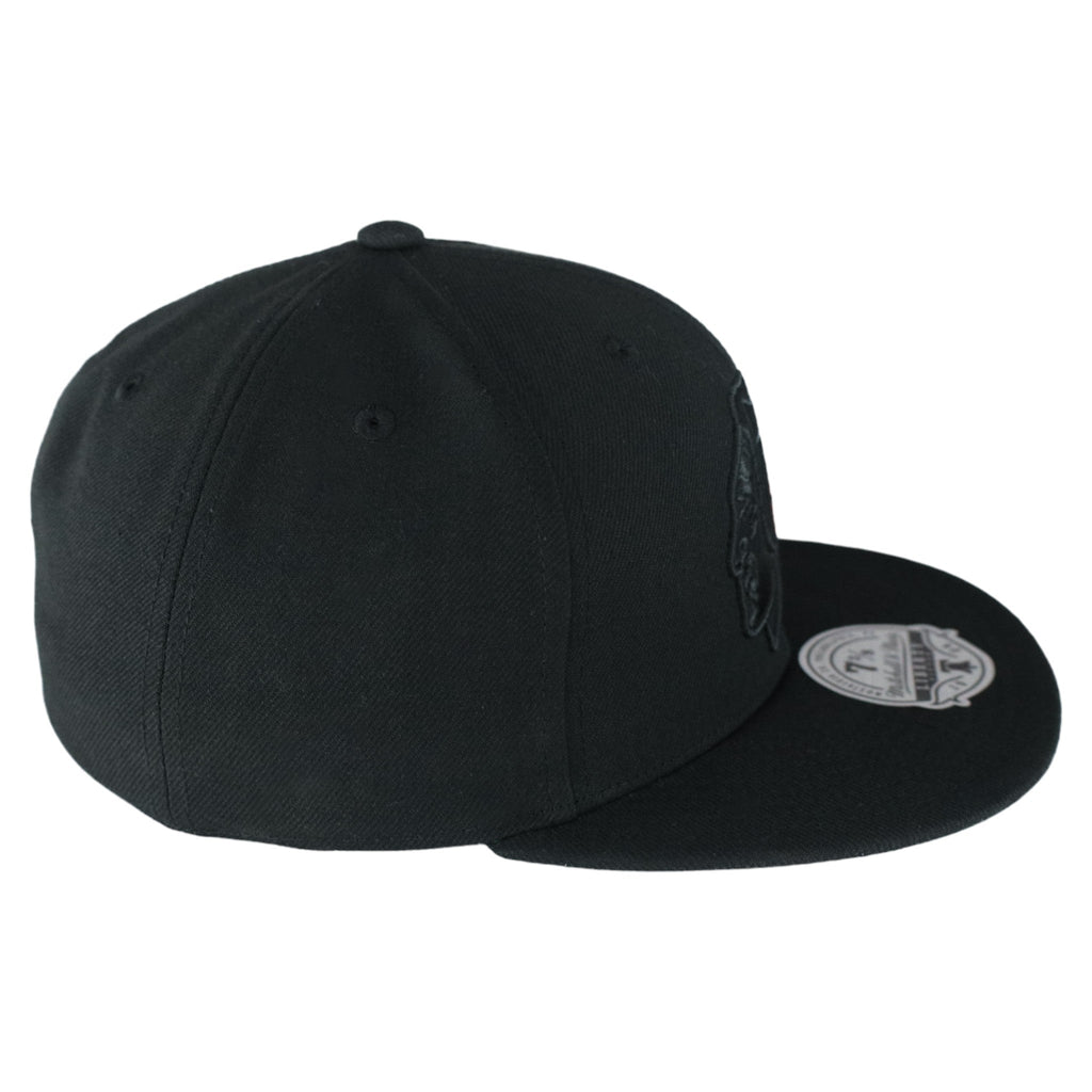 Chicago Blackhawks Blackout Feathers Liberty Mitchell & Ness Fitted Hat product image 4, provided for visual reference and