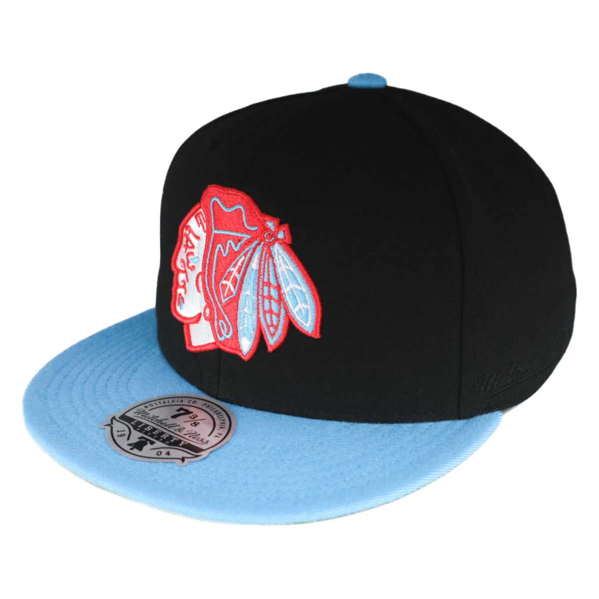 Chicago Blackhawks Chicago Flag Liberty Mitchell & Ness Fitted Hat product image 3, provided for visual reference and