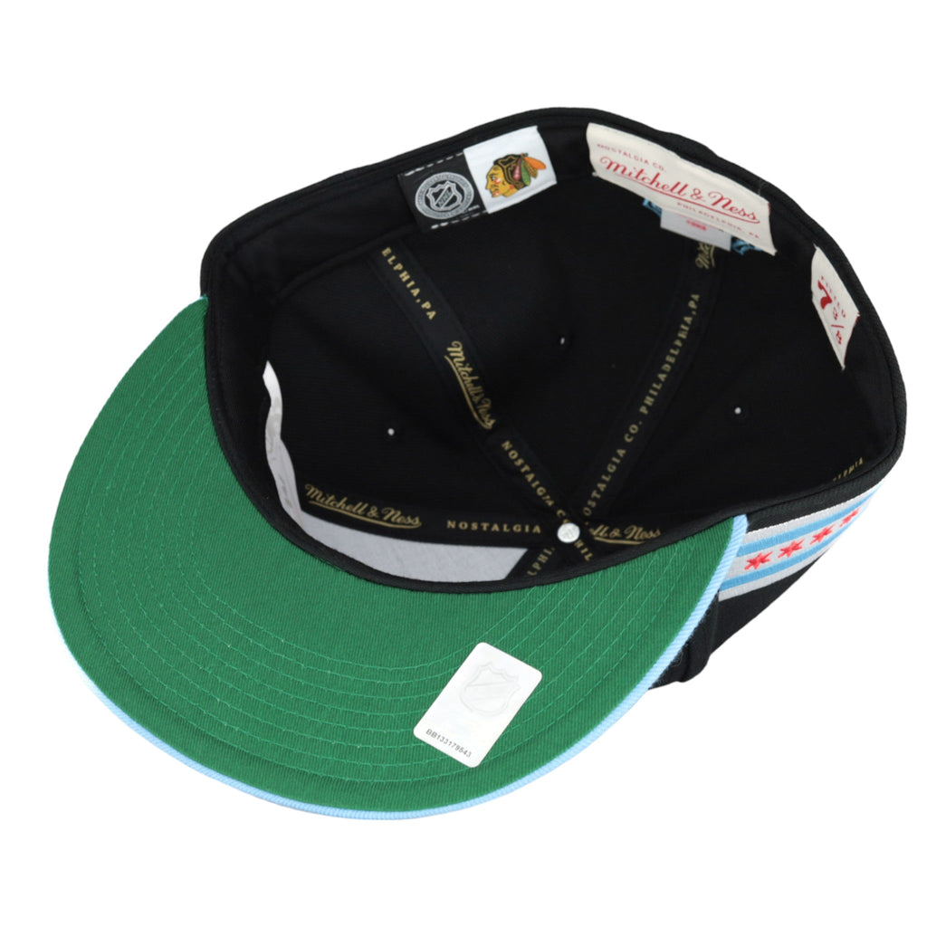 Chicago Blackhawks Chicago Flag Liberty Mitchell & Ness Fitted Hat product image 7, provided for visual reference and