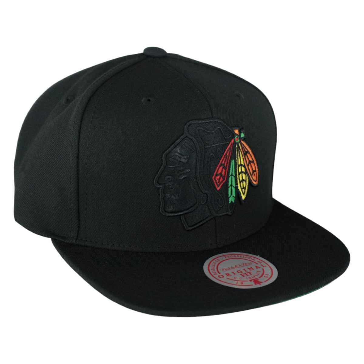 Chicago Blackhawks Blackout Mitchell & Ness Snapback Hat product image 3, provided for visual reference and product detail