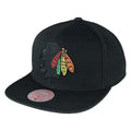 Chicago Blackhawks Blackout Mitchell & Ness Snapback Hat product image 1, provided for visual reference and product detail