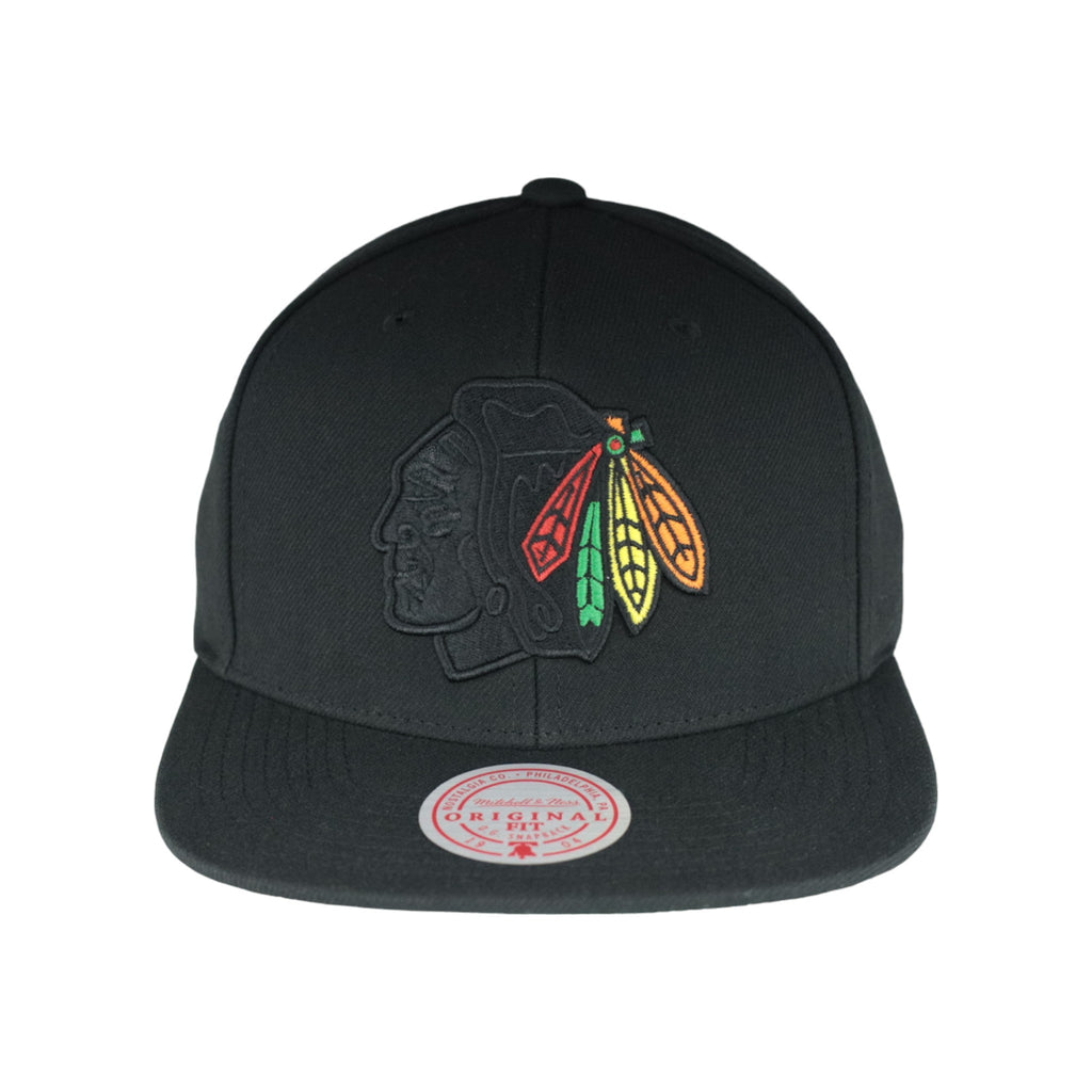 Chicago Blackhawks Blackout Mitchell & Ness Snapback Hat product image 2, provided for visual reference and product detail