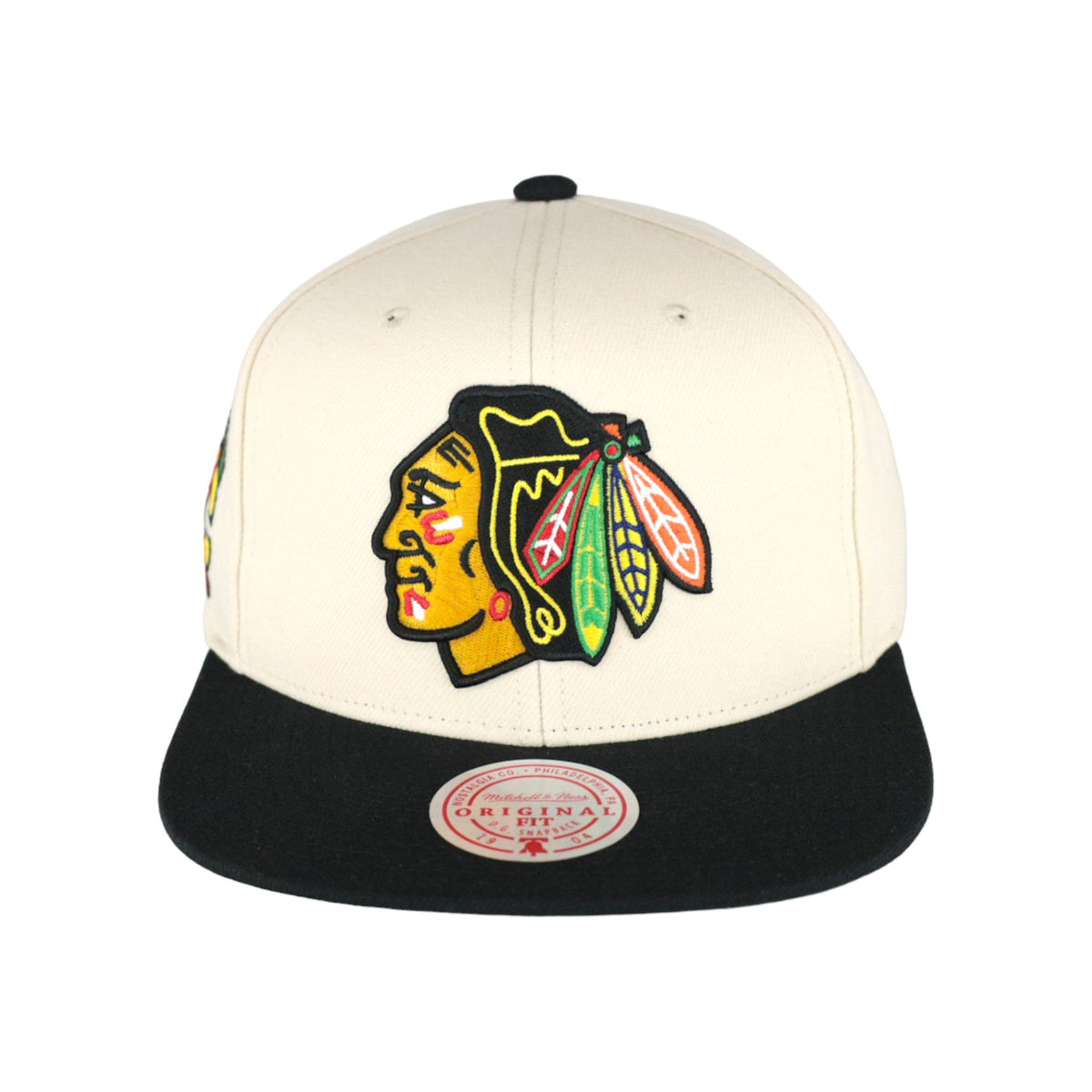 Chicago Blackhawks Cream Mitchell & Ness Snapback Hat product image 2, provided for visual reference and product detail
