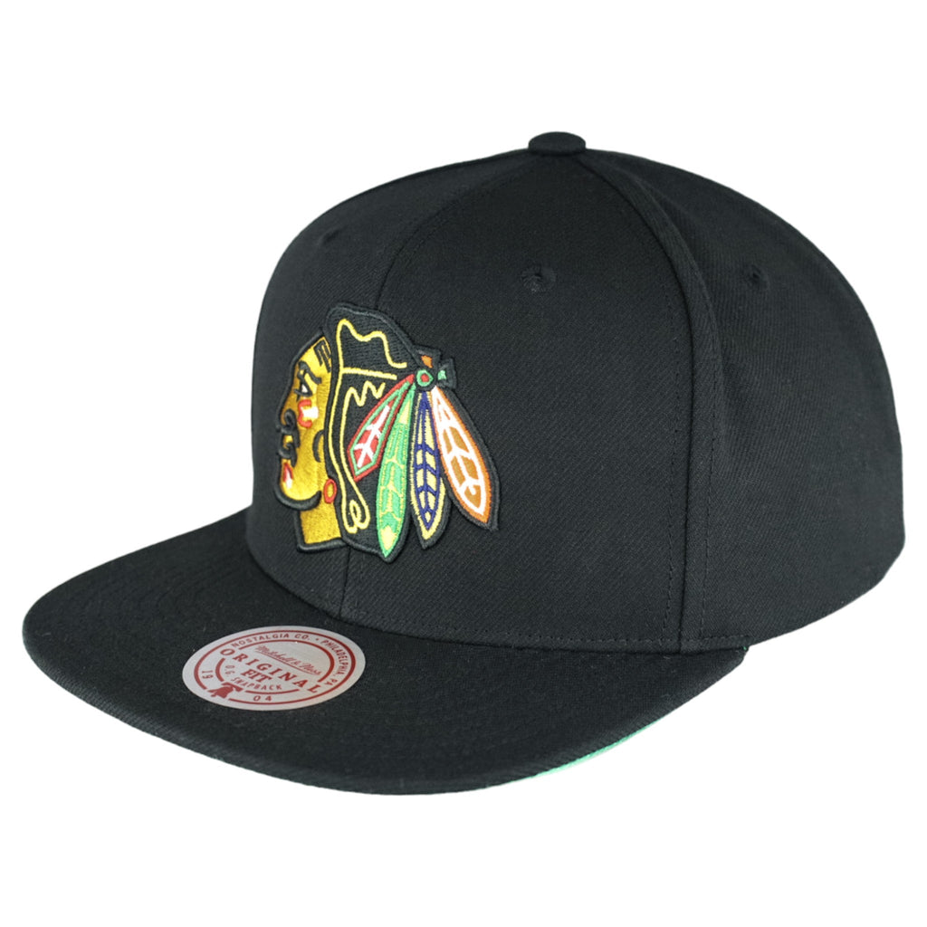 Chicago Blackhawks Black Mitchell & Ness Snapback Hat product image 3, provided for visual reference and product detail
