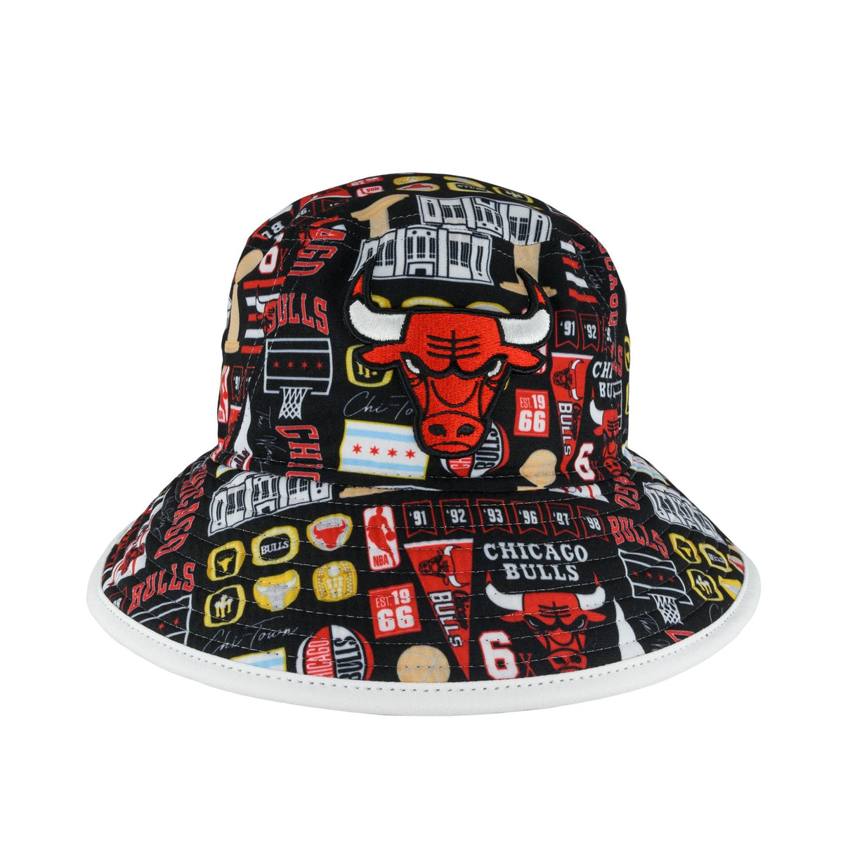 Chicago Bulls Black All Logos Bucket Hat product image 1, provided for visual reference and product detail review
