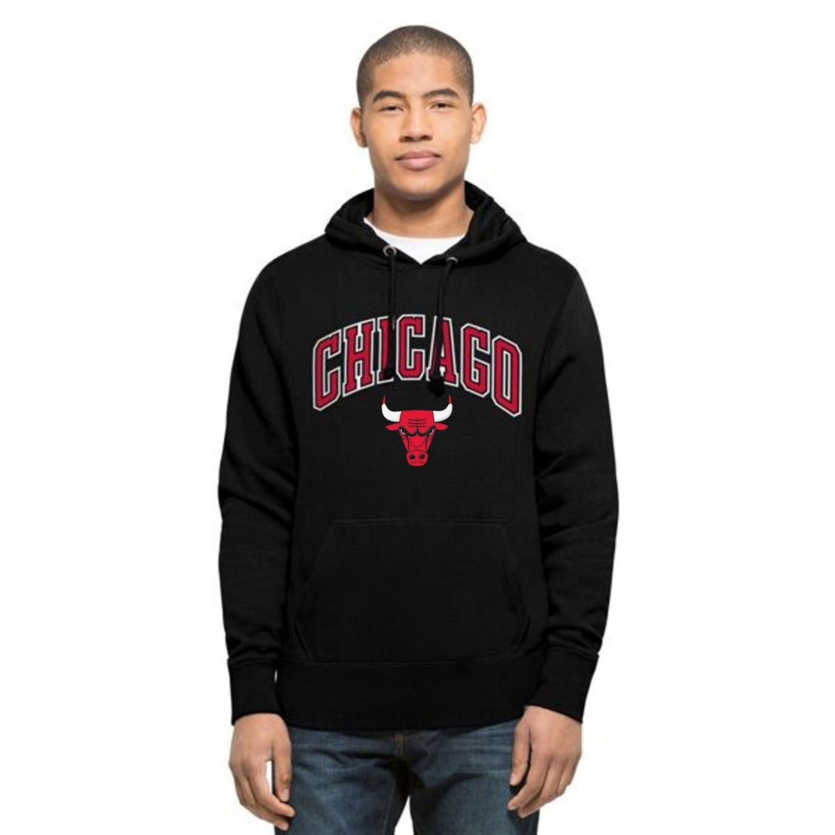 Chicago Bulls Men Black Headline Hoodie product image 1, provided for visual reference and product detail review