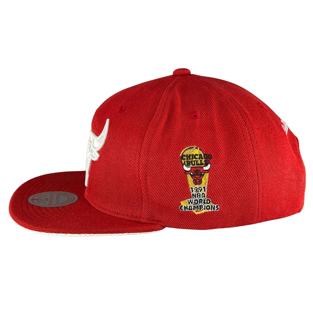 Chicago Bulls Red 1991 NBA World Champions Snapback Hat product image 4, provided for visual reference and product detail