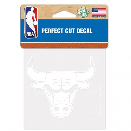 Chicago Bulls 4"x4" White Perfect Cut Decal product image 1, provided for visual reference and product detail review